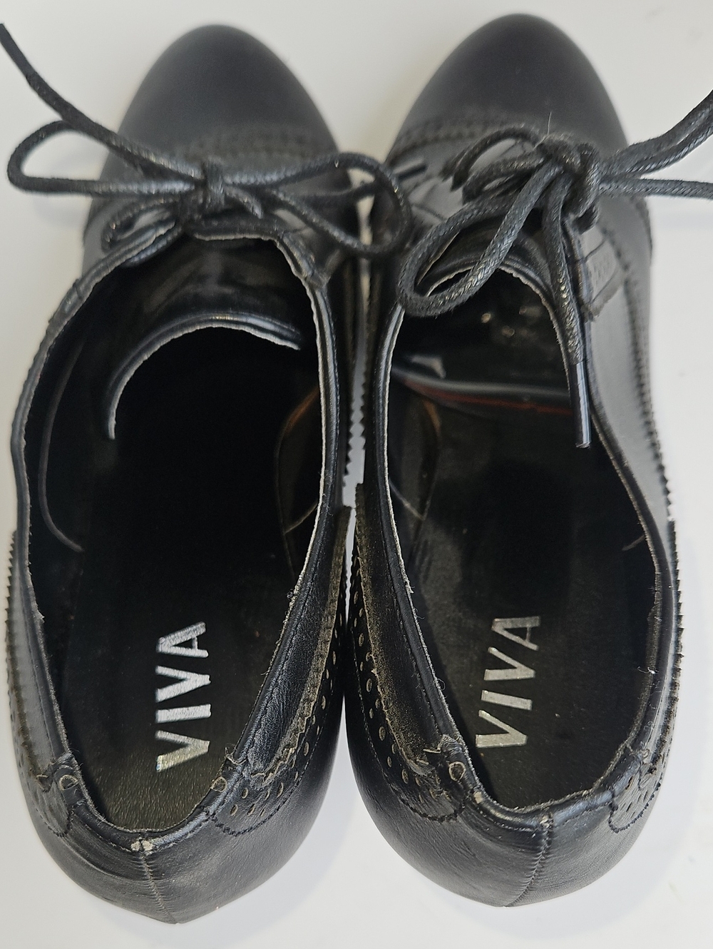Lace-Up Brogue Heeled Oxford — Black - Picture 9 of 9